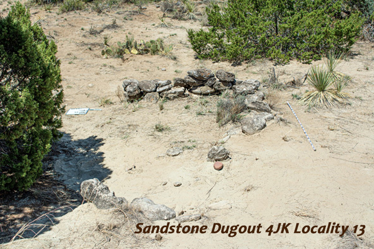 Remains of historic sandstone dugout